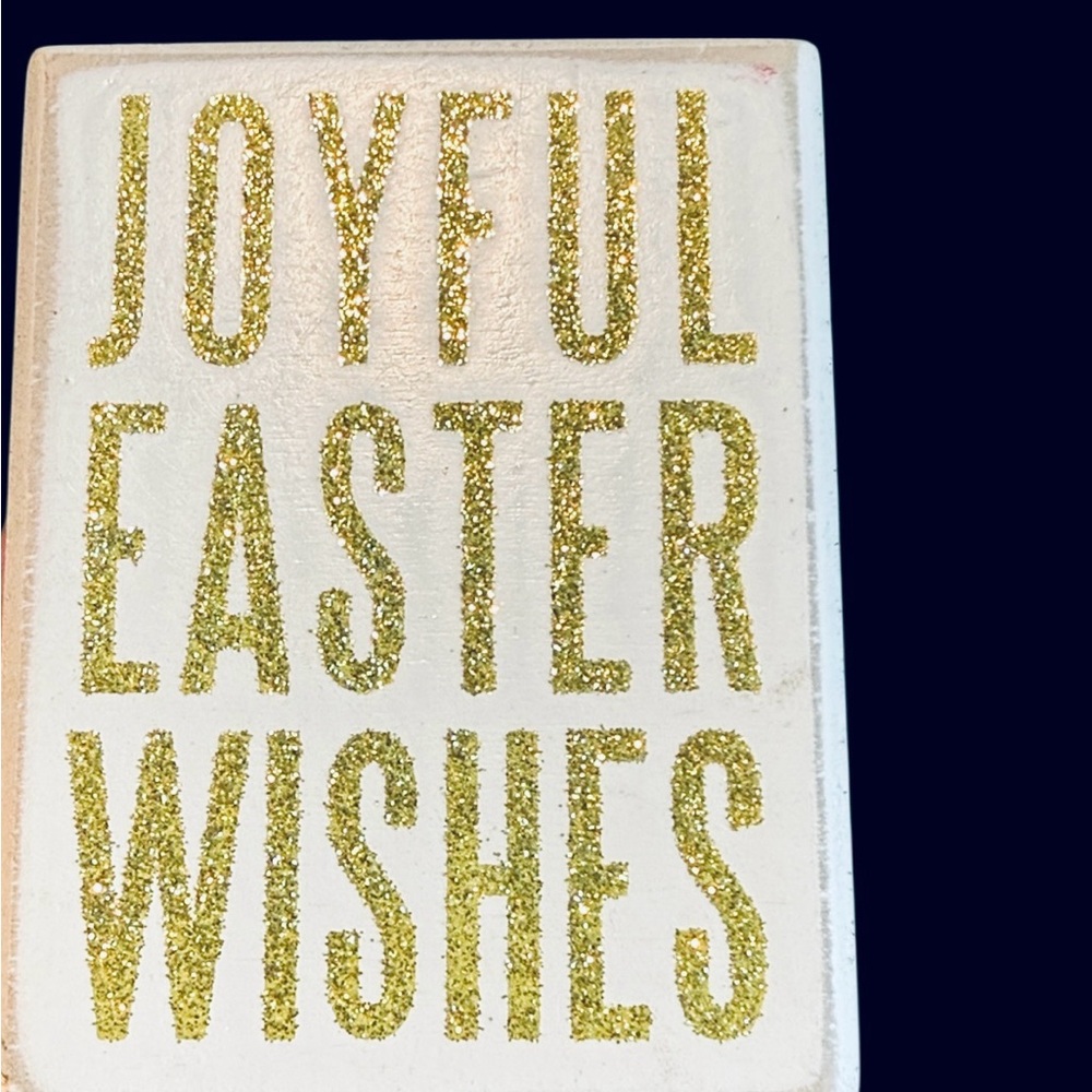 NWT Primitive by Kally Philips White and Gold Rustic Easter Box Sign